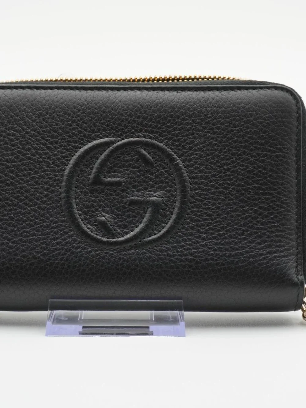 Authentic GUCCI Black Leather Soho Interlocking G Medium Zip Around Wallet - Picture 3 of 10
